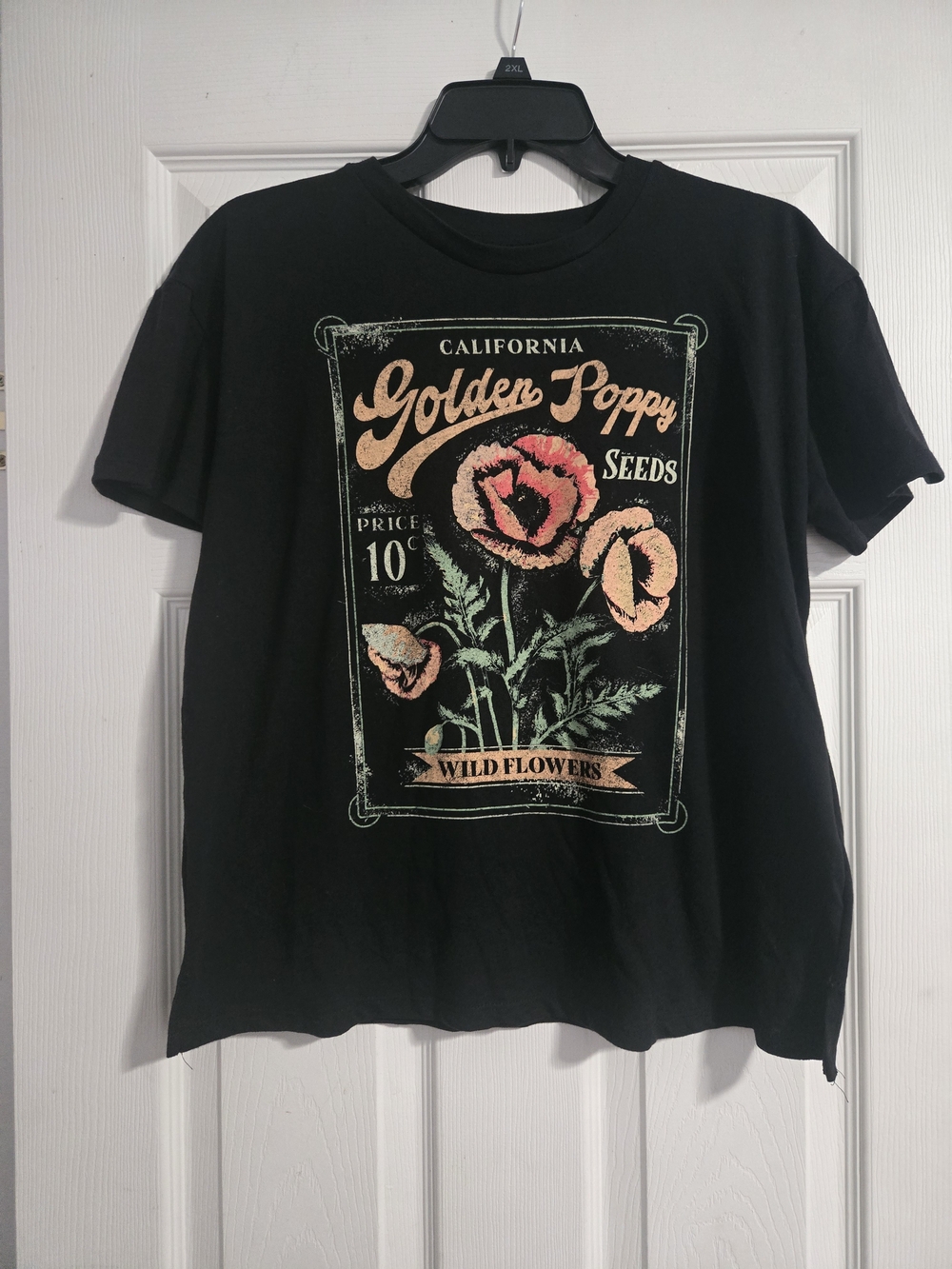 Maurices Black Graphic Tee with Pink & Green Floral Print - Women